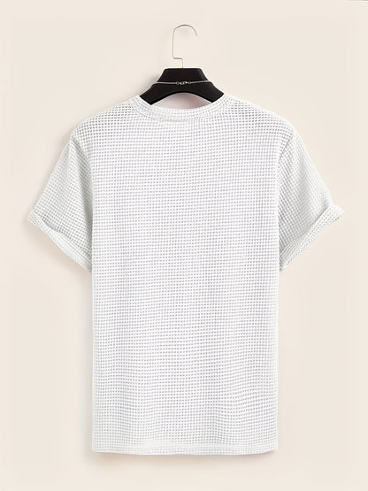 Męski krótki rękaw T-shirt ze strukturą i nowoczesnym stylem casualowym