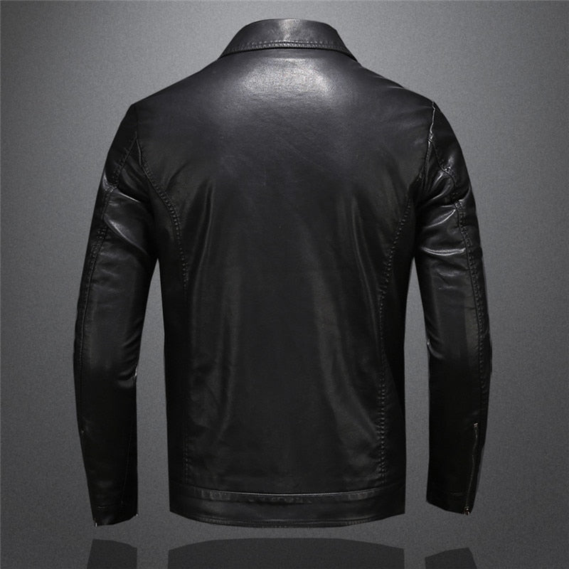 Herre kunstskinnjakke i klassisk biker-stil – Elegant overgangsjakke for hverdag og fritid
