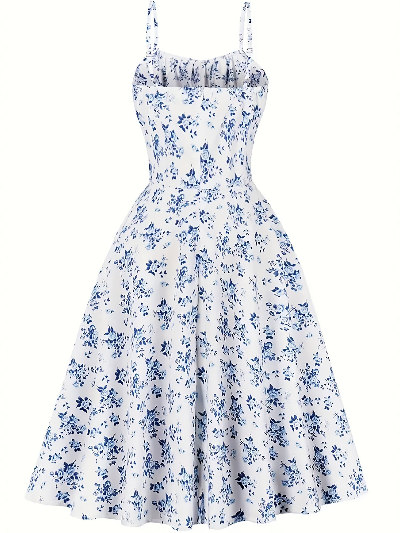 Abito midi estivo da donna con motivo floreale e spalline sottili – Stile femminile per feste in giardino e uso quotidiano