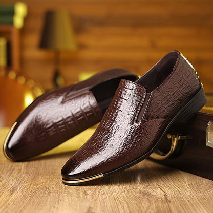 Męskie biznesowe mokasyny – eleganckie buty w szpic do biura i na uroczystości