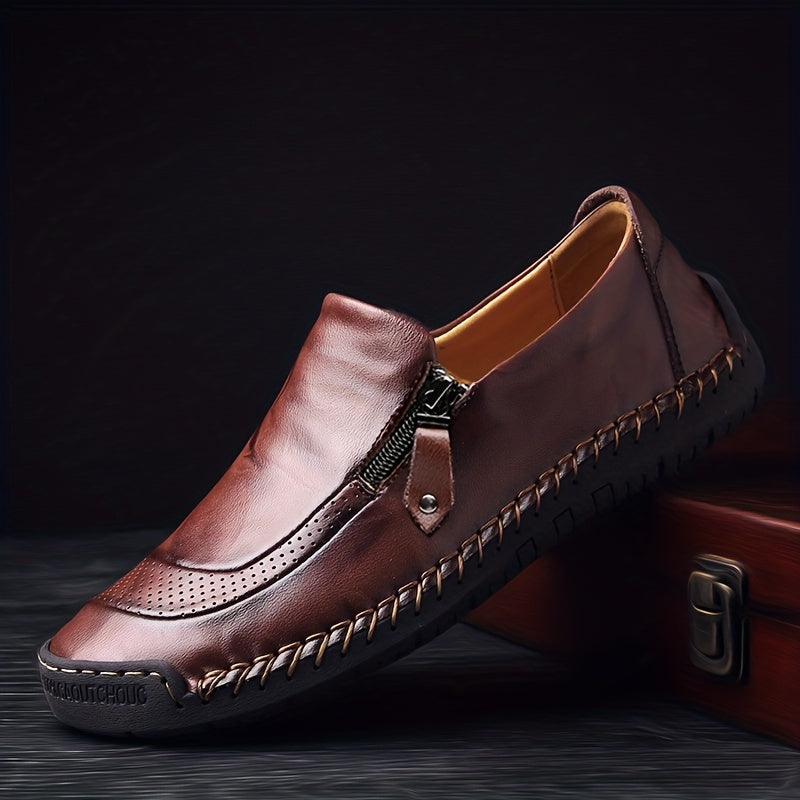 Heren mocassin-slippers vintage met rits – comfortabele vrijetijdsschoenen voor dagelijks gebruik en feestjes