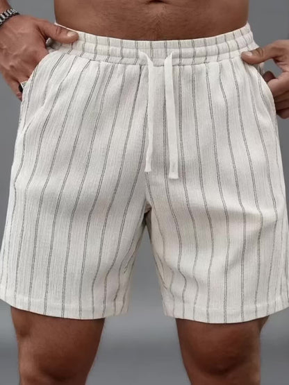 Shorts décontractés pour homme avec motif à rayures et cordon de serrage – Parfaits pour les loisirs et le sport