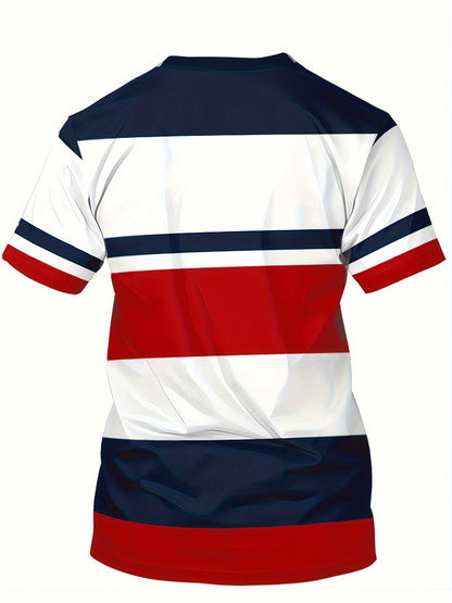 Herren Freizeit T-Shirt mit Streifen und modernem Print – Perfekt für Alltag und sportliche Aktivitäten