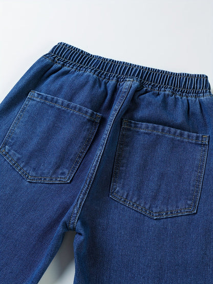 Blaue Herren Jeans Hose mit elastischem Bund und Kordelzug