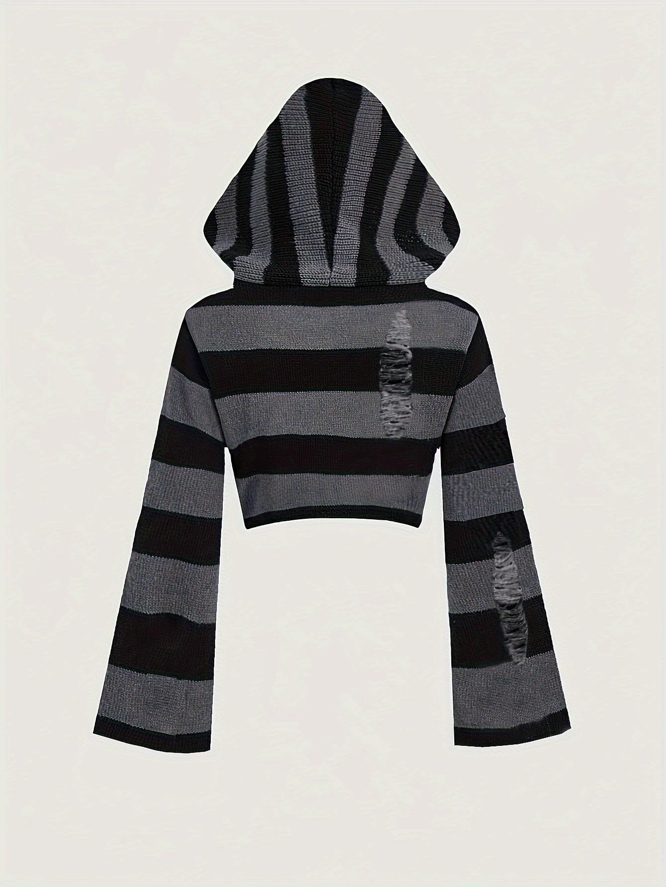 Kurzer Kapuzenpullover mit Streifen und langen Ärmeln