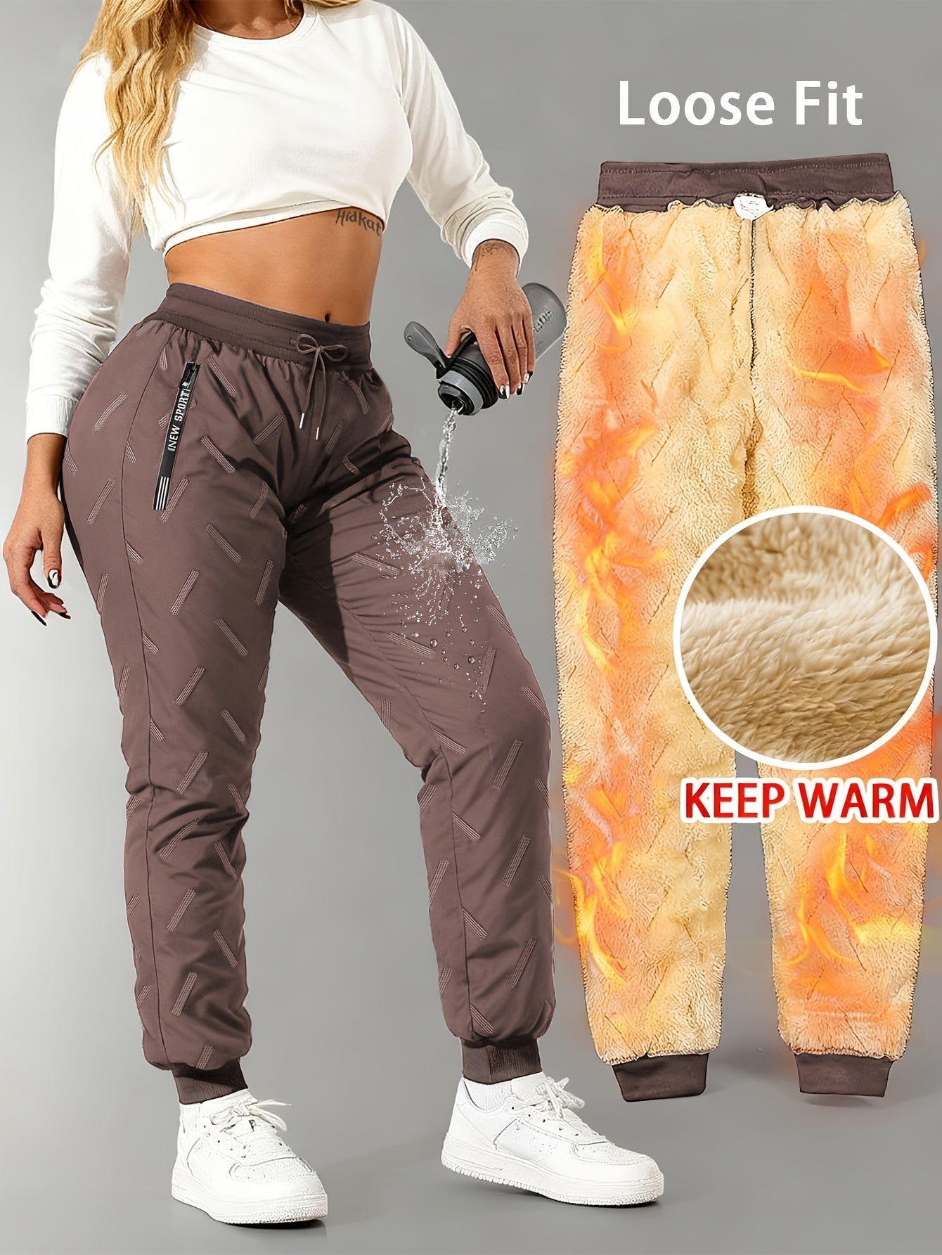 Pantaloni da jogging invernali da donna, imbottiti e idrorepellenti, per sport e tempo libero