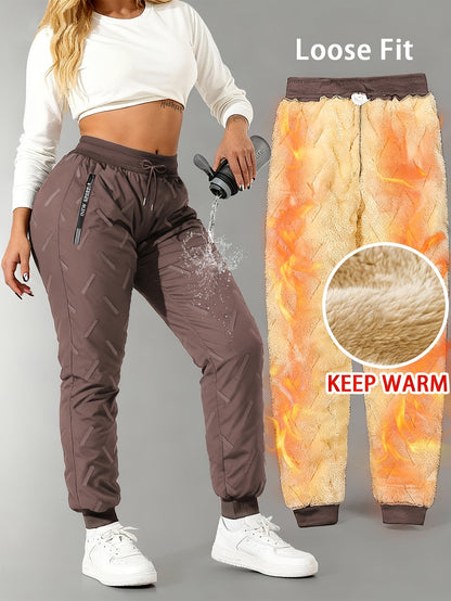 Pantaloni da jogging invernali da donna, imbottiti e idrorepellenti, per sport e tempo libero
