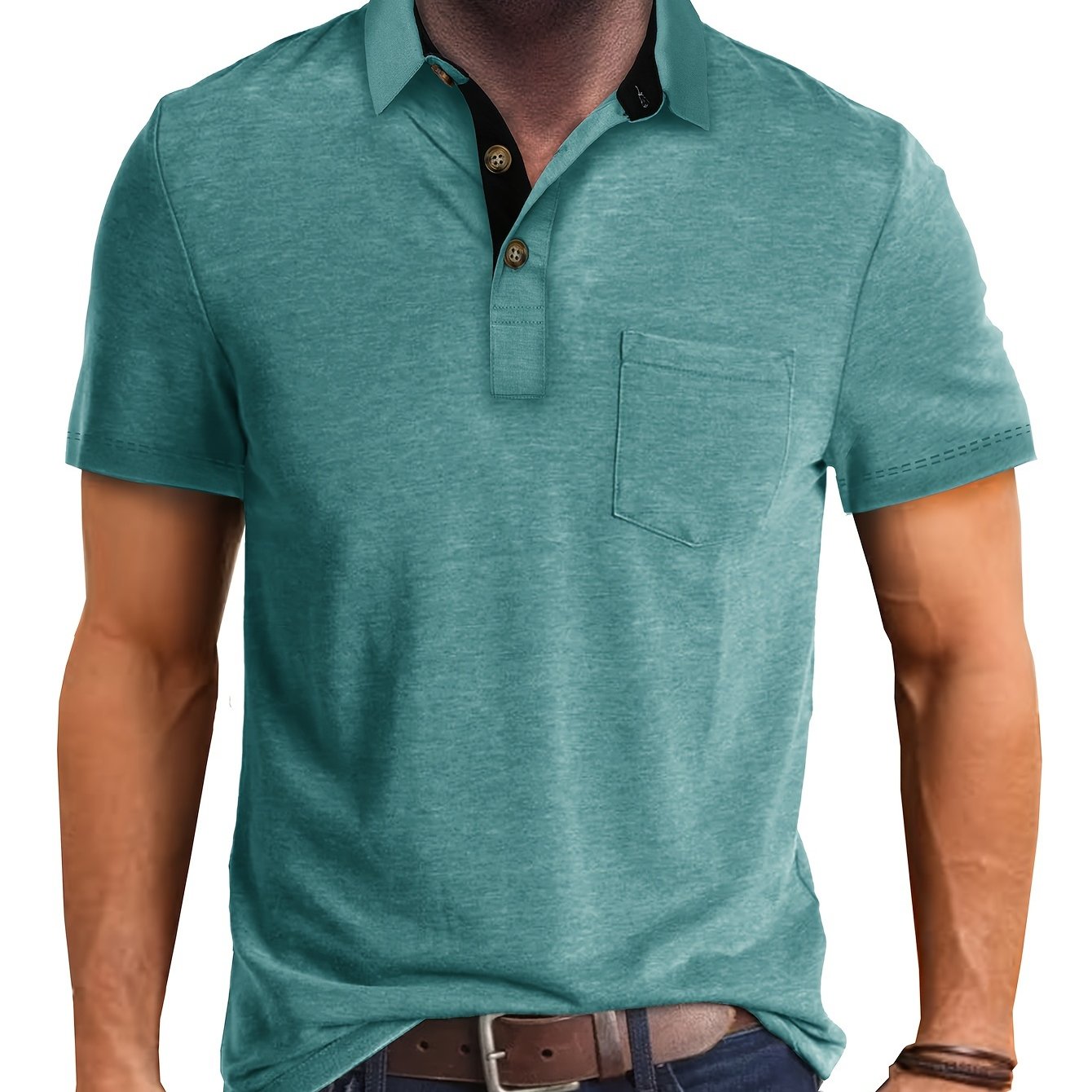 Polo uomo manica corta con taschino – Camicia casual moderna per tutti i giorni e il tempo libero