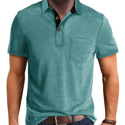 Polo uomo manica corta con taschino – Camicia casual moderna per tutti i giorni e il tempo libero