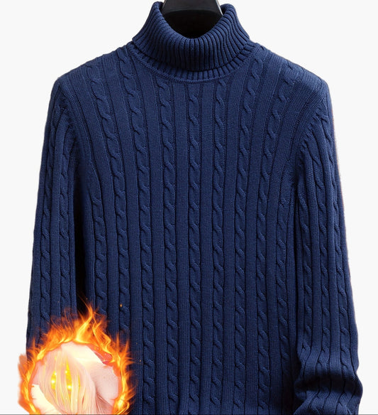 Herren Rollkragenpullover mit Zopfmuster – Stilvoller Freizeit-Strickpullover