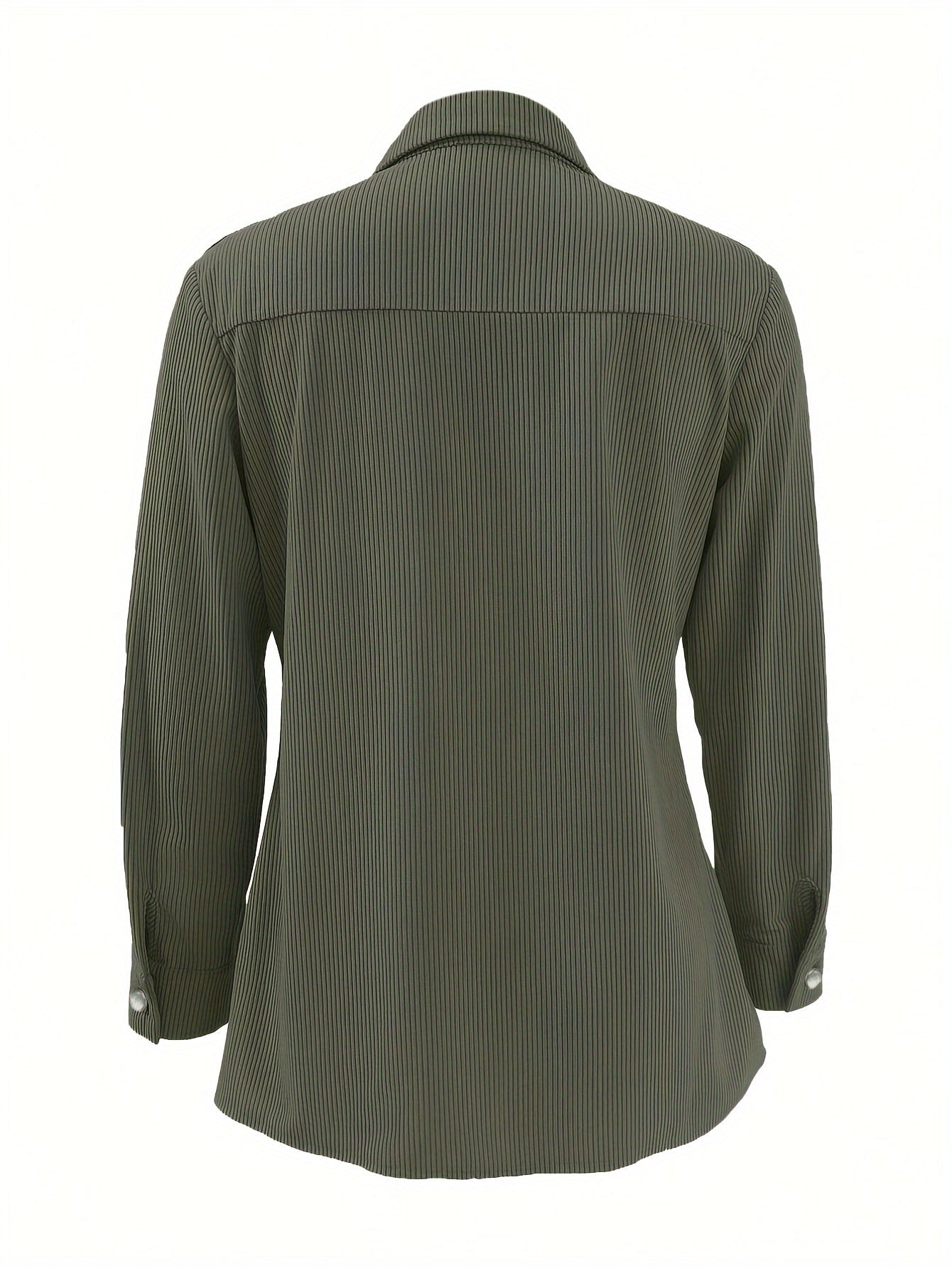 Damen Cordhemd Jacke mit Knöpfen und Brusttaschen – Langarm Blusenjacke