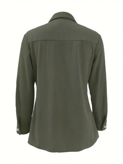 Damen Cordhemd Jacke mit Knöpfen und Brusttaschen – Langarm Blusenjacke