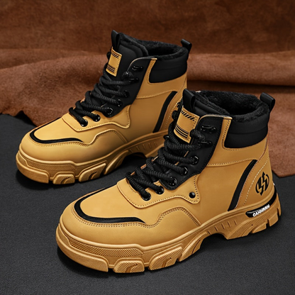 Robuster Herren Schnürstiefel Grau Schwarz mit Profilsohle