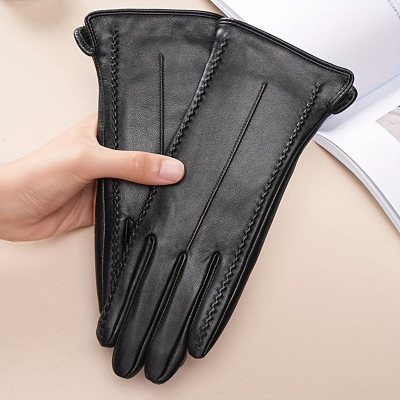 Schwarze Handschuhe mit Ziernähten