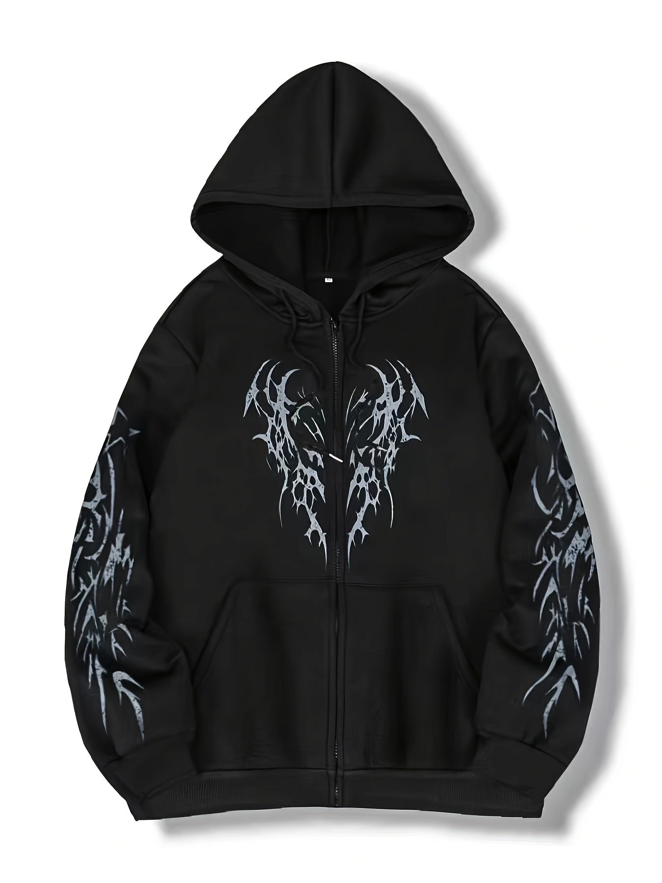 Unisex-hættetrøje med lynlås og tribal-vingeprint