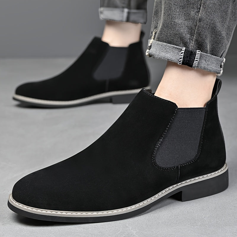 Chelsea-laarzen voor heren, suède-look, instaplaarzen met elastische inzetstukken, bruin en zwart