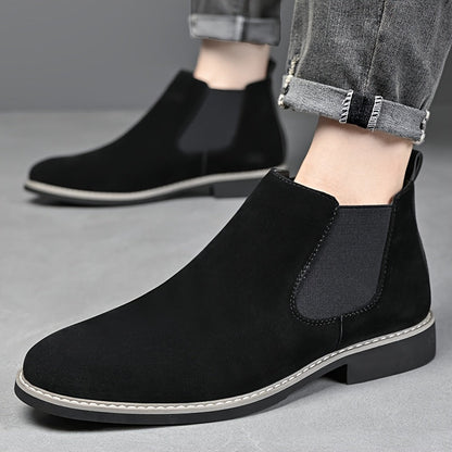 Chelsea-laarzen voor heren, suède-look, instaplaarzen met elastische inzetstukken, bruin en zwart