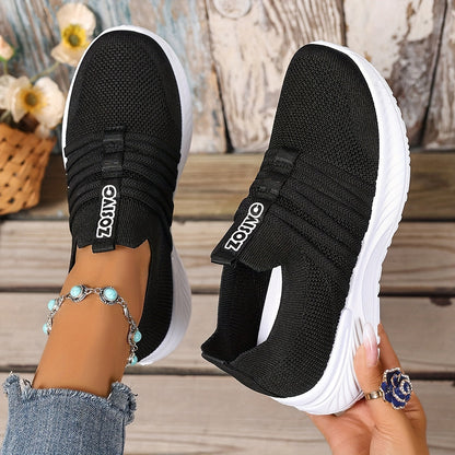 Sneaker Slip-On da donna con motivo a righe – Scarpe casual comode per tutti i giorni e viaggi