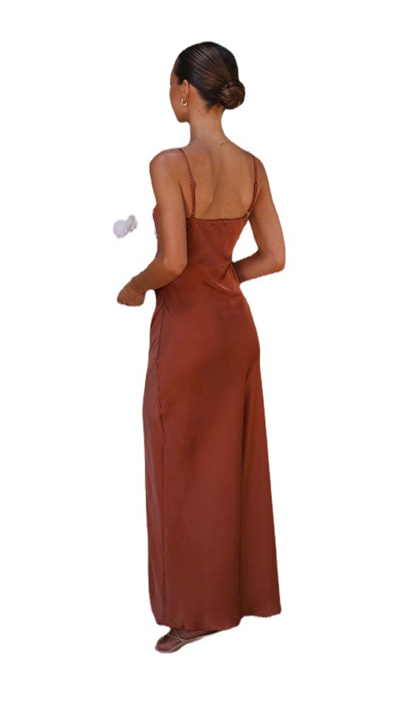 Sharon – Vestito estivo monocolore con spacco da donna