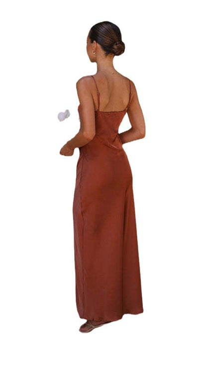 Sharon – Vestito estivo monocolore con spacco da donna