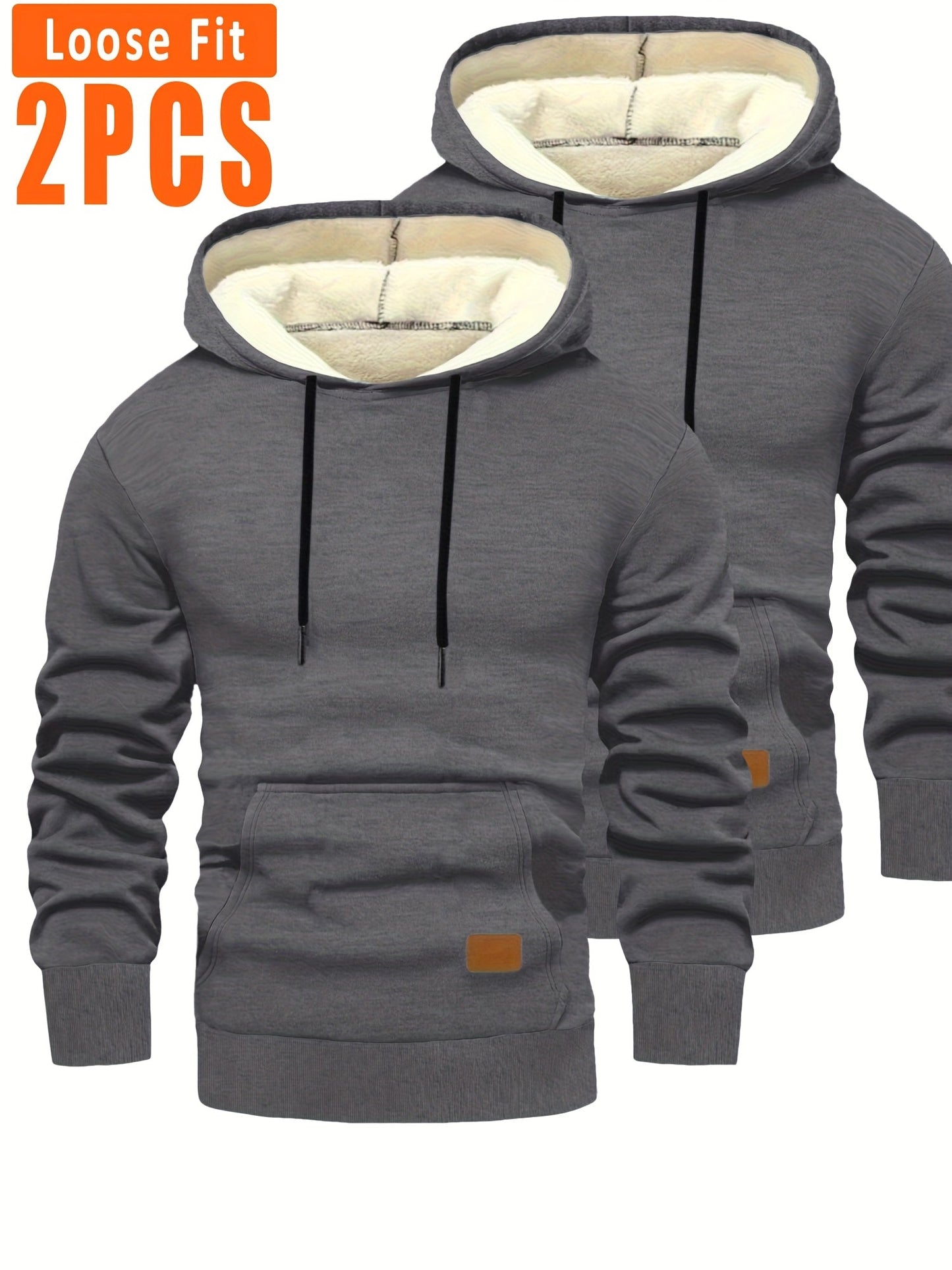 Pack de 2 sudaderas con capucha de corte holgado para hombre y forro interior suave