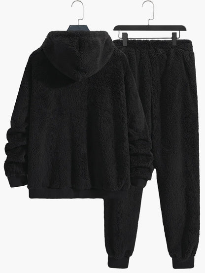 Herre fleece hoodie joggingdragt todelt – hyggeligt fritidstøj til sport & loungewear