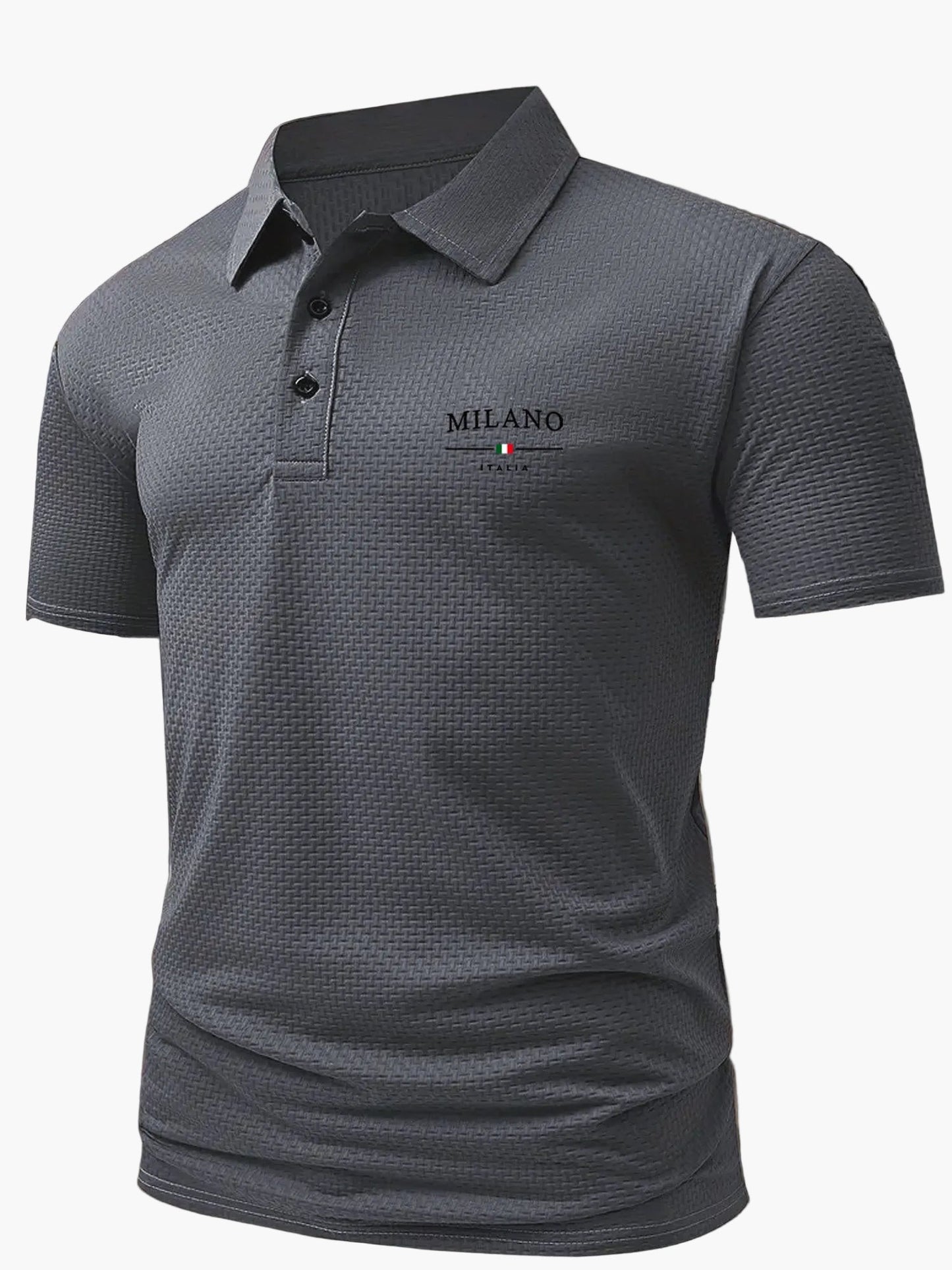 Męska koszulka polo casual z geometrycznym wzorem i listwą na guziki – idealna na co dzień i czas wolny