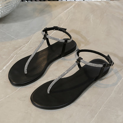 Dames T-Bar sandalen met strass – elegante zomerschoenen voor vrije tijd en evenementen