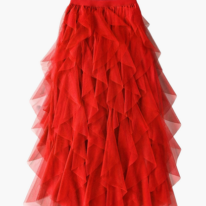 Damen Eleganter Maxirock mit Rüschen und Lagenlook – Perfekt für festliche Anlässe
