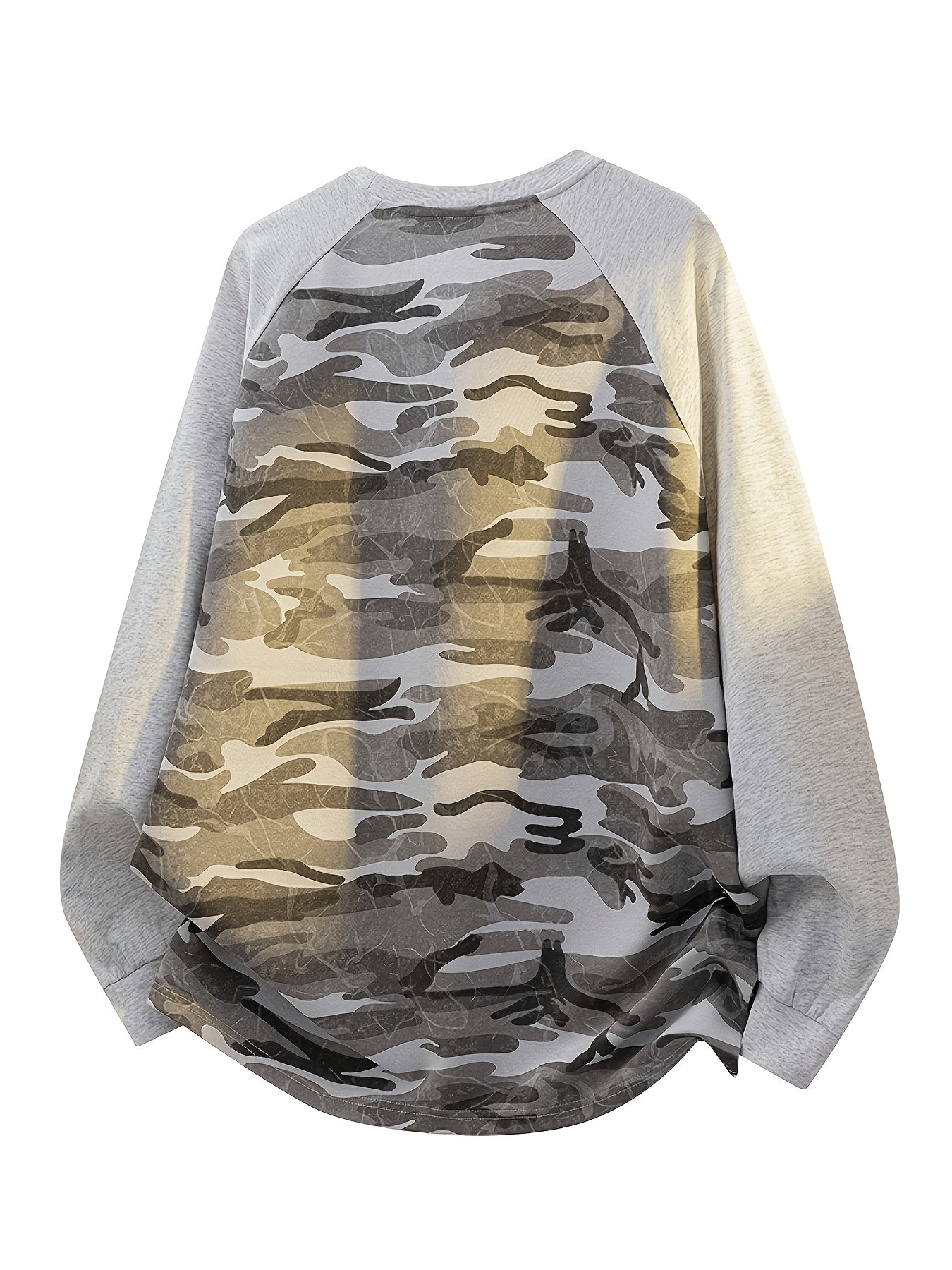 Raglan Langarmshirt im Camouflage-Look, Rundhals-Sweatshirt