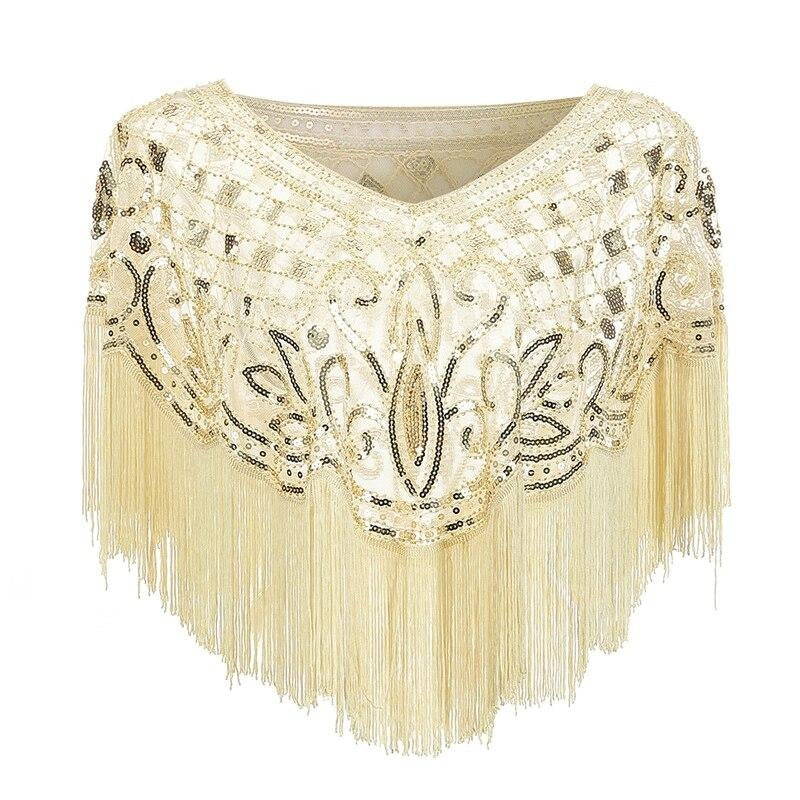 Sjaal in Gatsby-stijl met strass en parelkettingen