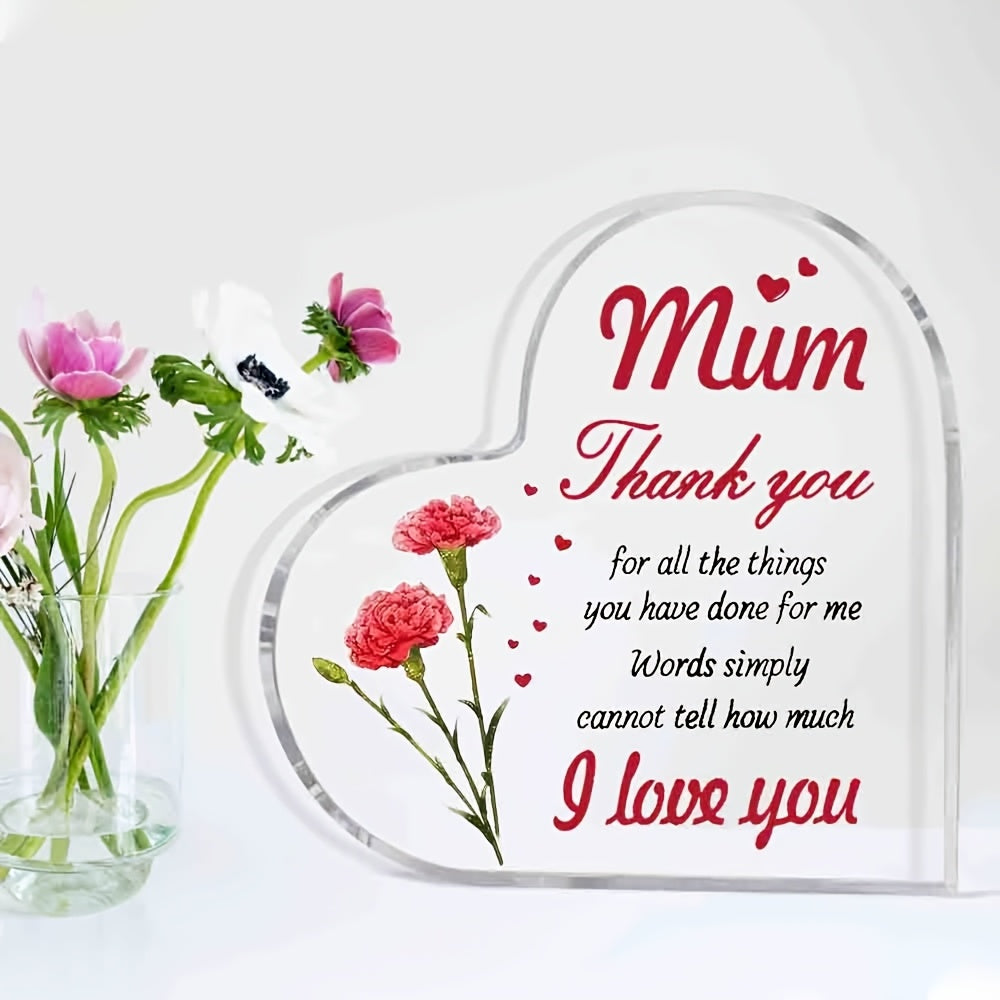 Plaque décorative en forme de cœur pour femmes – style vintage, cadeau pour maman, gratitude et amour, décoration de table