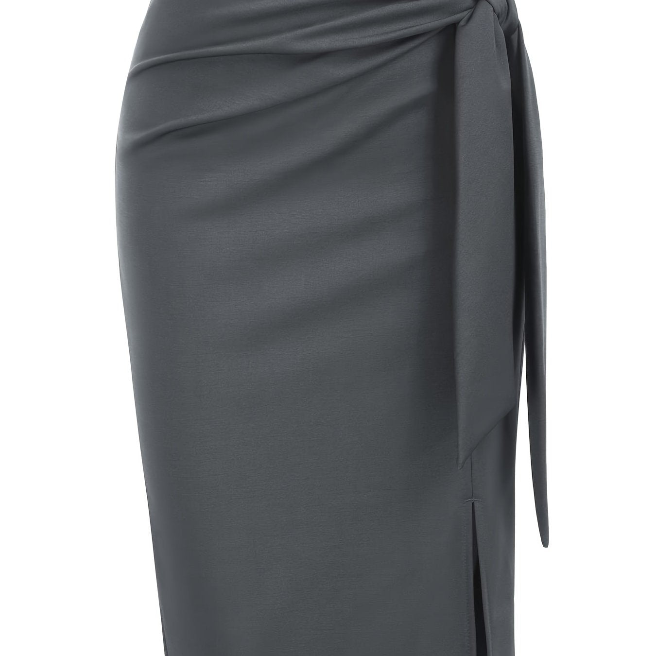 Gonna midi elegante da donna con dettaglio nodo e spacco – Perfetta per ufficio ed eventi