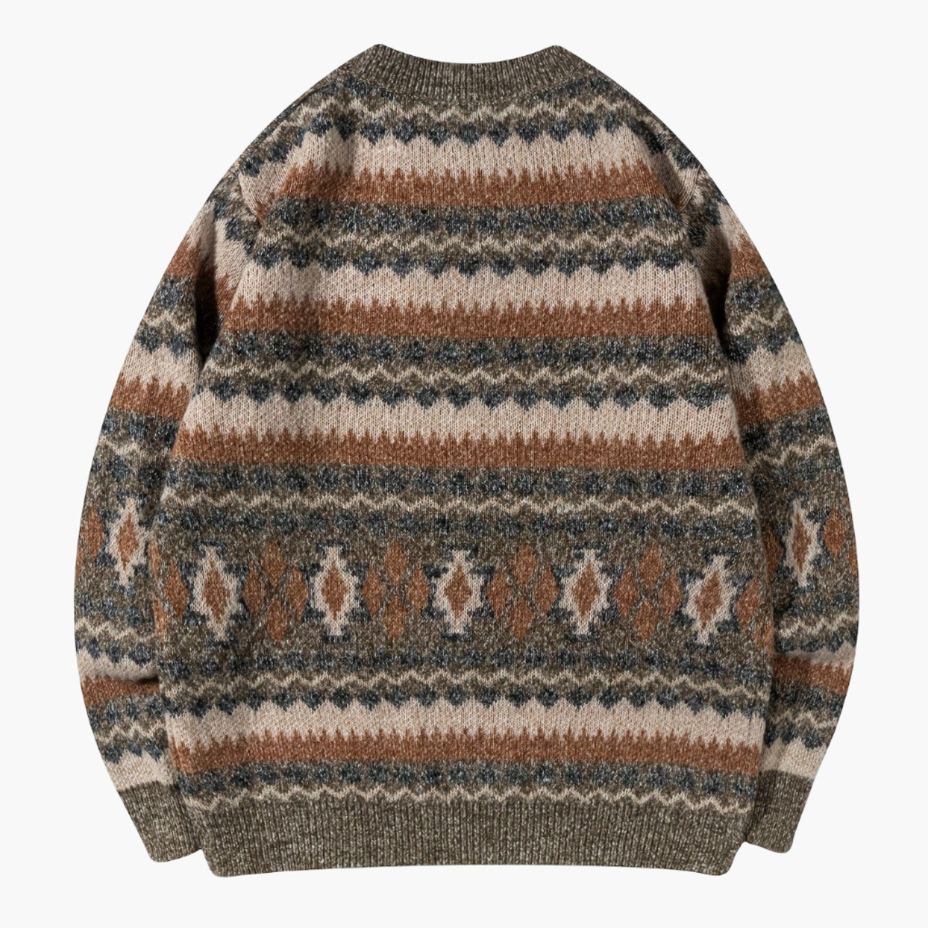 Herren Norwegerpullover mit Retro-Muster für Herbst und Winter – Lockerer Strickpulli, ideal für Freizeit