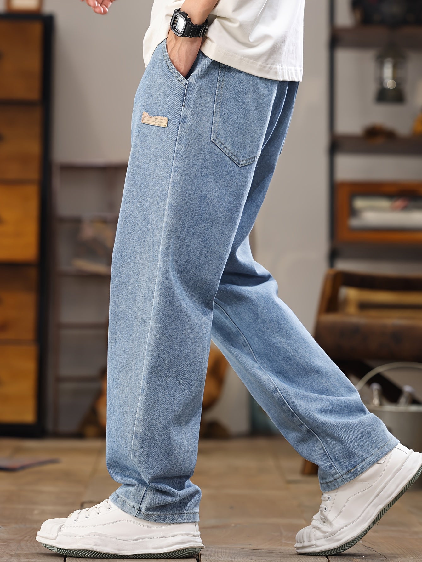 Jean jogging homme coupe décontractée – style streetwear décontracté avec cordon de serrage, idéal pour les loisirs et le quotidien