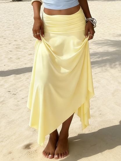 Jupe longue femme plage asymétrique coupe mouchoir mode resort