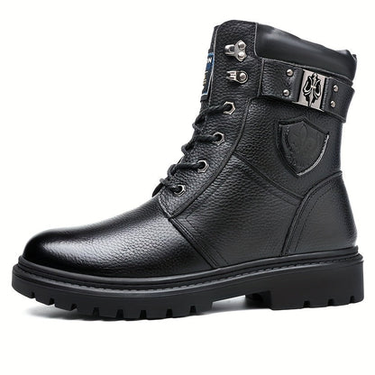 Herren Schnürstiefel Profilsohle in Schwarz und Braun
