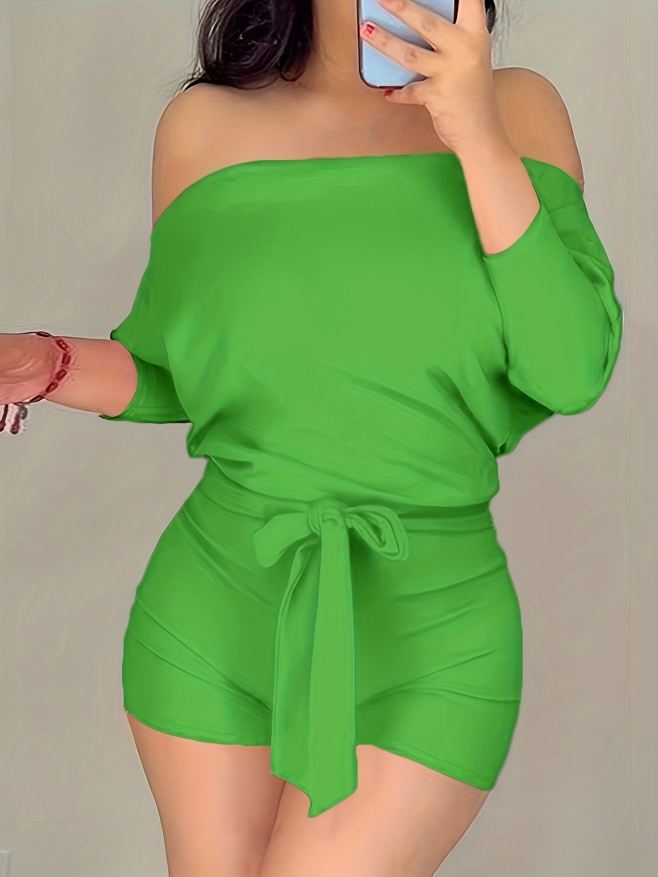 Dame Off-Shoulder Jumpsuit Kortærmet – Moderne Sommerdragt til Fritid og Ferie