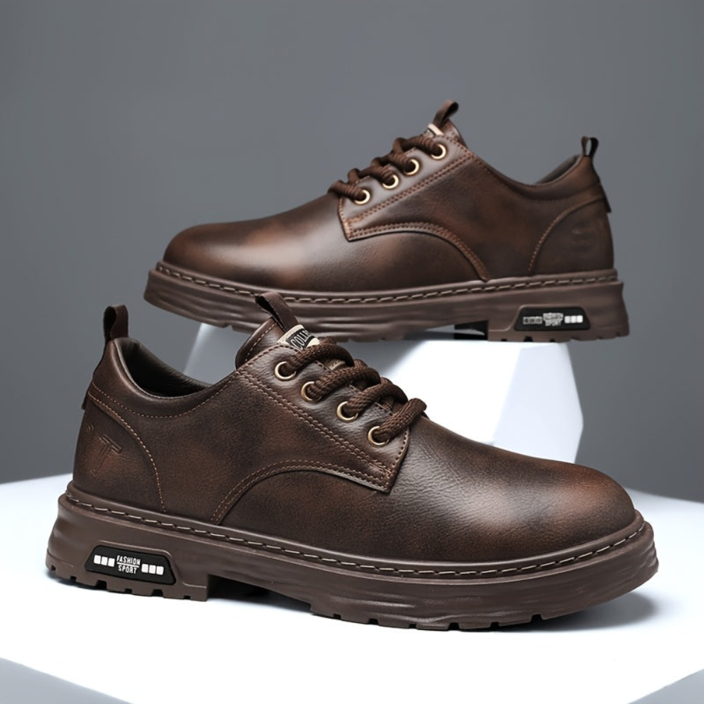 Herren Schnürschuh Casual mit Profilsohle Schwarz