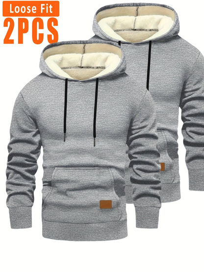 Pack de 2 sudaderas con capucha de corte holgado para hombre y forro interior suave