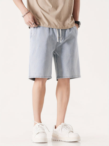 Herre Denim Shorts Løs Pasform Fritid Knæhøj