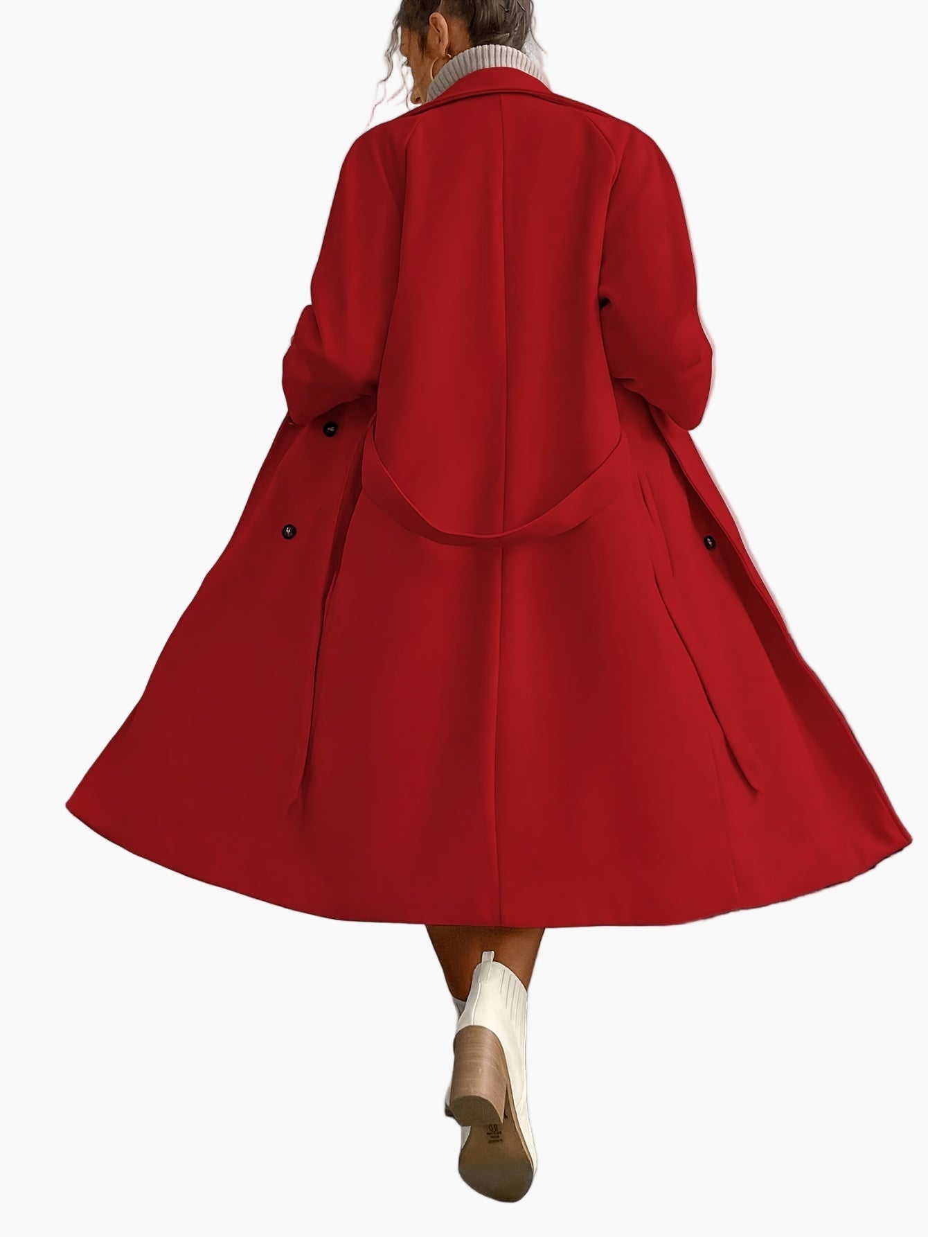 Manteau d'hiver élégant pour femme avec ceinture et poches – Long manteau stylé pour le quotidien et le bureau