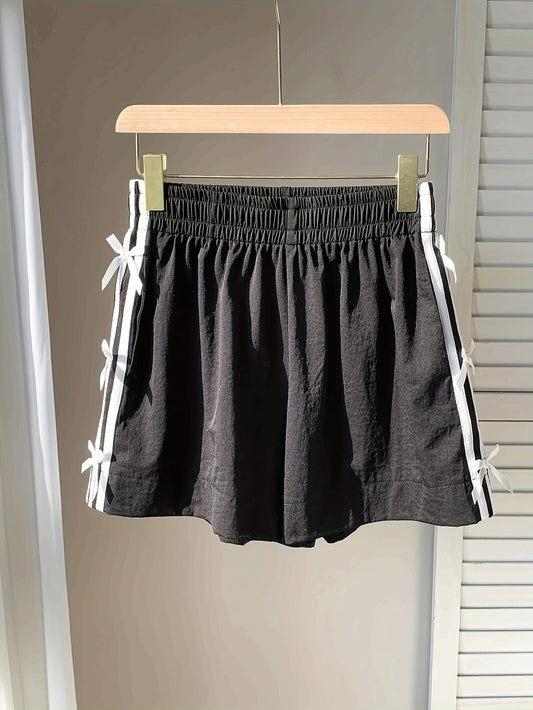 Short d'été pour femme avec nœuds et rayures – Style décontracté pour les vacances