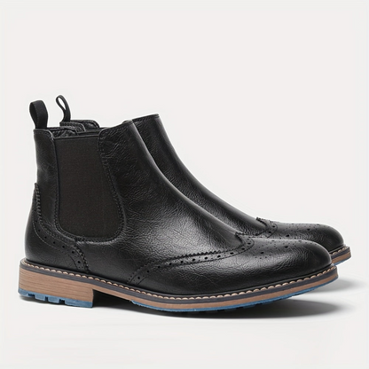 Herren Chelsea Boot mit Brogue-Muster, Elastikeinsatz & Profilsohle