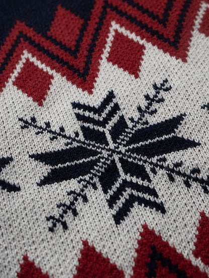 Maglione natalizio da uomo con motivo renna e fiocchi di neve, stile casual invernale