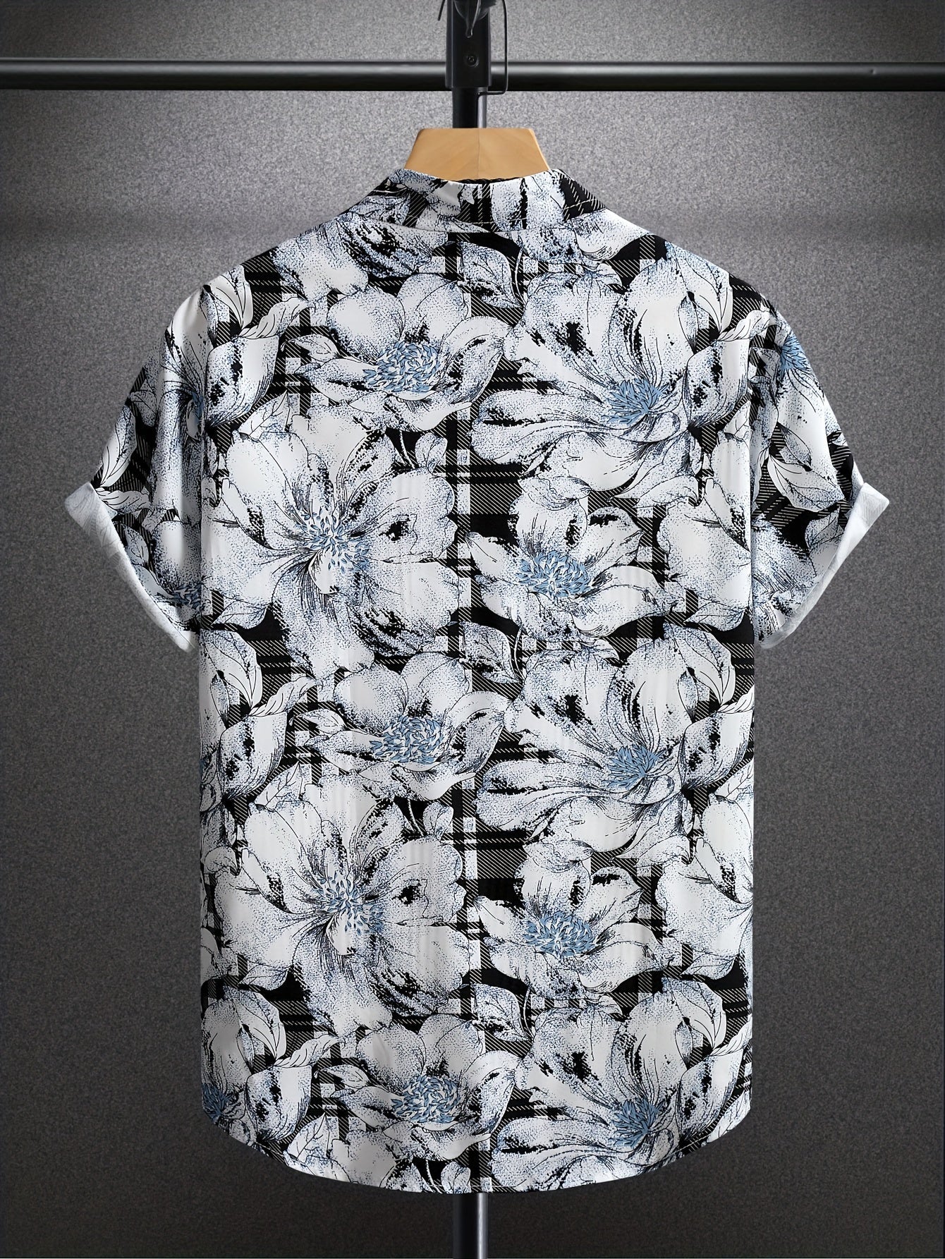 Chemise décontractée homme à manches courtes avec motif floral moderne – Chemise élégante pour resort et plage