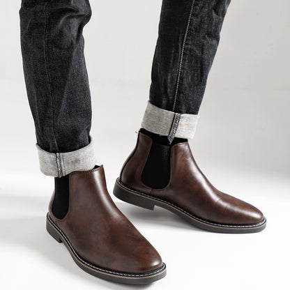 Herren Chelsea Boots Dunkelbraun mit Elastikeinsatz