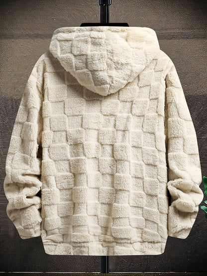 Kuscheliger Hoodie mit Karomuster und Stickerei, mit Kapuze
