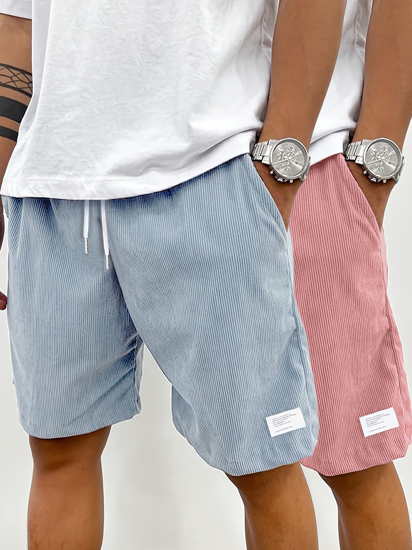 Pantaloncini da uomo vintage casual con tasche – Vestibilità regolare, stile street, moda estiva