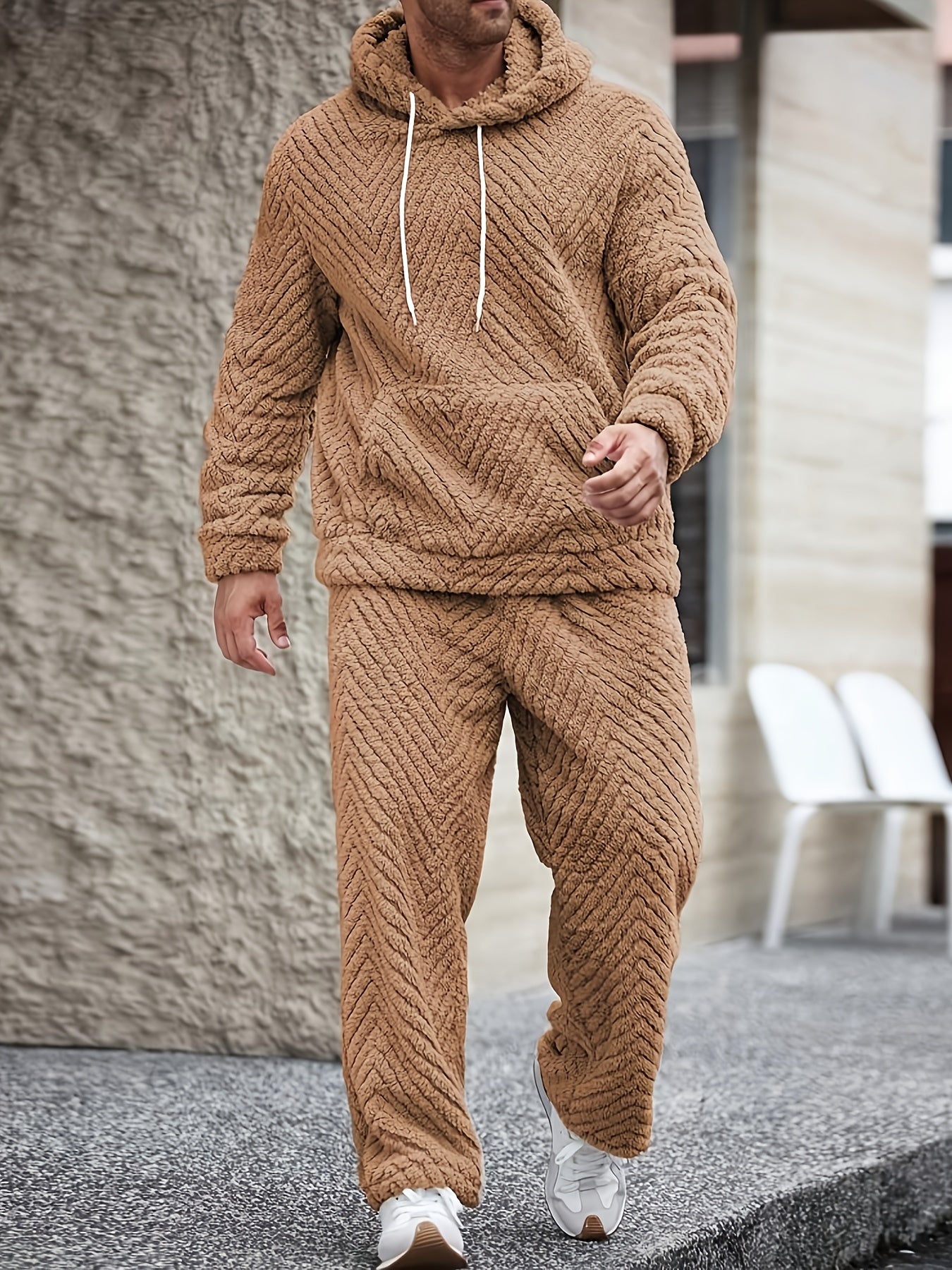 Heren zachte hoodie- en joggingbroekset, comfortabele tweedelige set